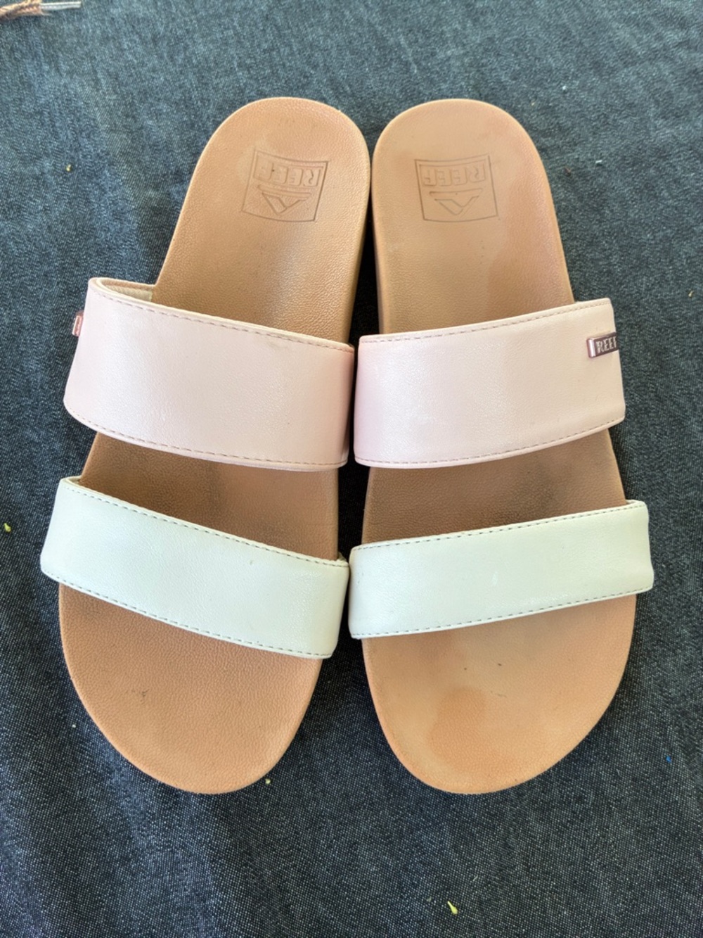 Reef Women’s Two-Strap Slide Sandals in Pink and Cream